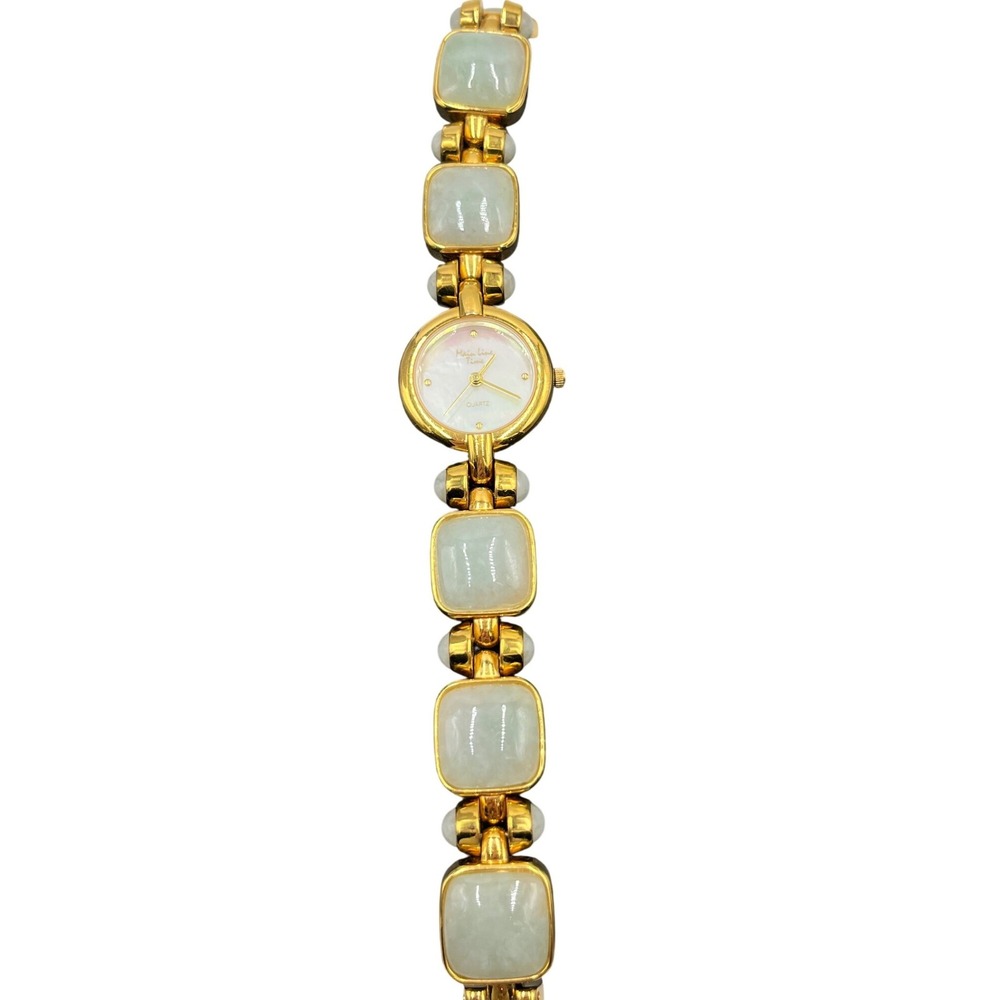 Main‎ Line Time Green Blue Jadeite Stone Mother of Pearl Bracelet wrist Watch